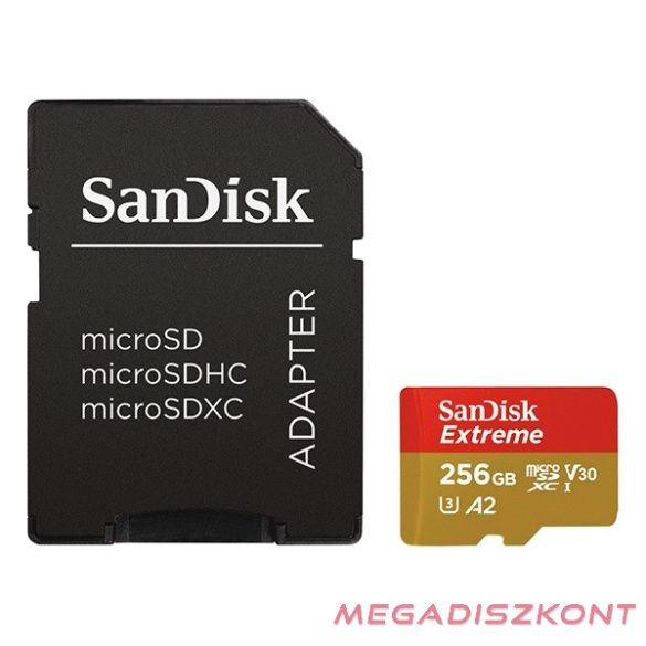 Memóriakártya SANDISK microSDXC Extreme U3 V30 256 GB  + adapter