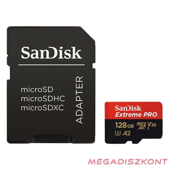 Memóriakártya SANDISK microSDXC Extreme PRO U3 V30 128 GB  + adapter
