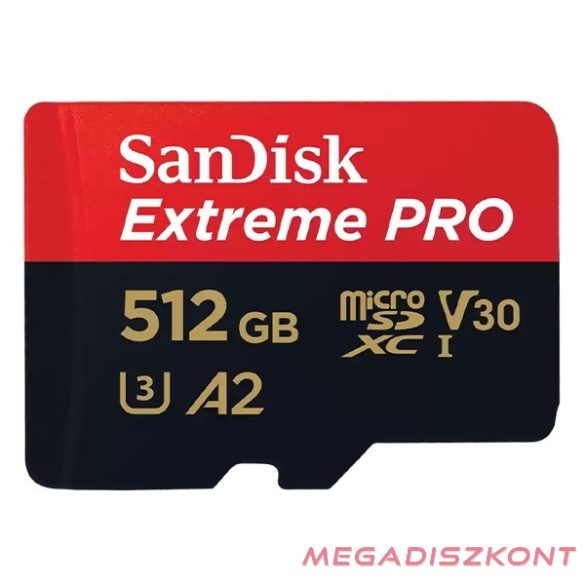 Memóriakártya SANDISK microSDXC Extreme PRO U3 V30 512 GB  + adapter