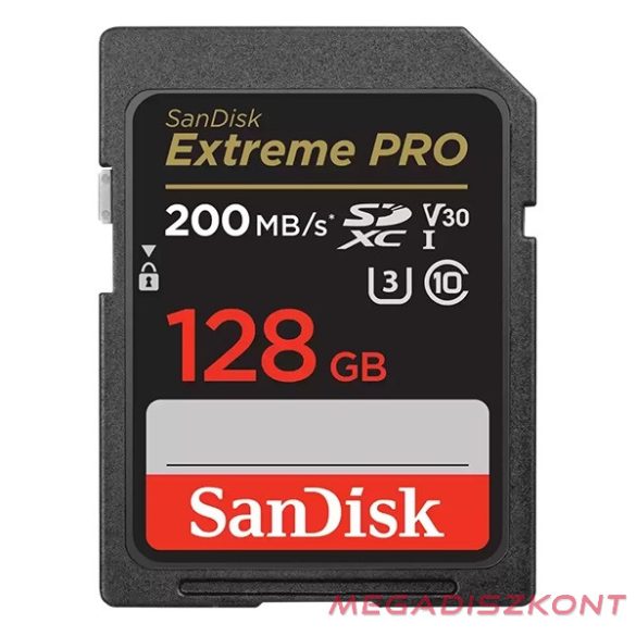 Memóriakártya SANDISK SDXC Extreme PRO U3 V30 128 GB
