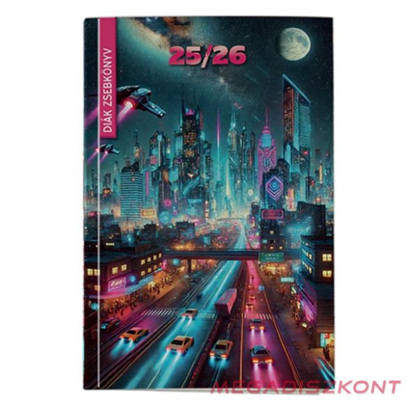 Diák zsebkönyv REALSYSTEM papírborító 125x205mm cyberpunk 2025-2026