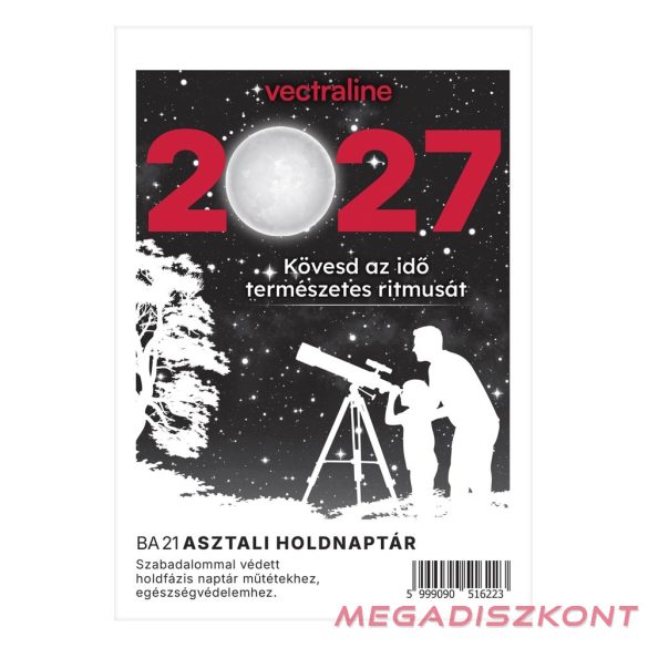 Asztali naptár VECTRALINE BA21 álló fehér lapos holdfázissal 2027.