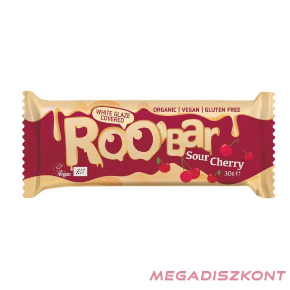 Roobar Bio szelet 30g - Fehércsokival bevont Meggyes (16db/#)