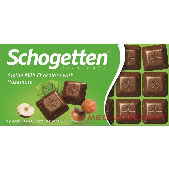 Schogetten csokoládé 100g - Mogyorós tejcsokoládé (15 db/#)