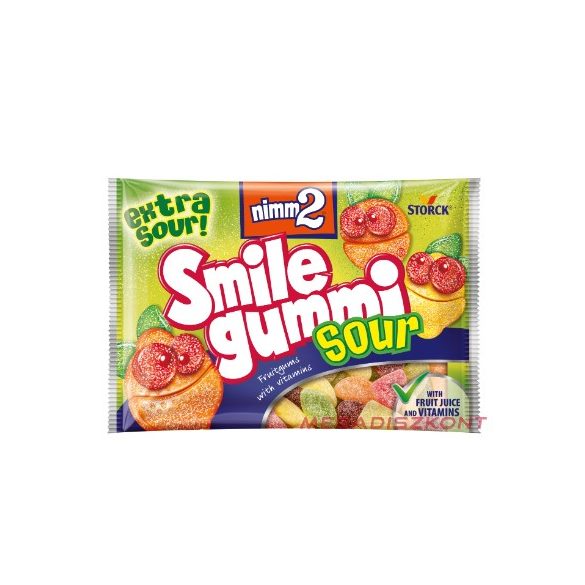 nimm2 Smilegummi 100g - Sour gumicukorka vitaminokka (18 db/#)