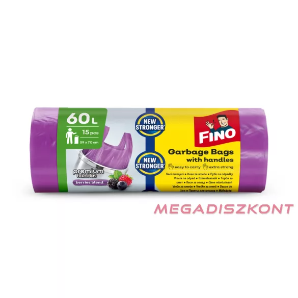 FINO Premium Handles szemeteszsák 60L, 15 zsák erdei gyümölcs illat, (28 db/#)