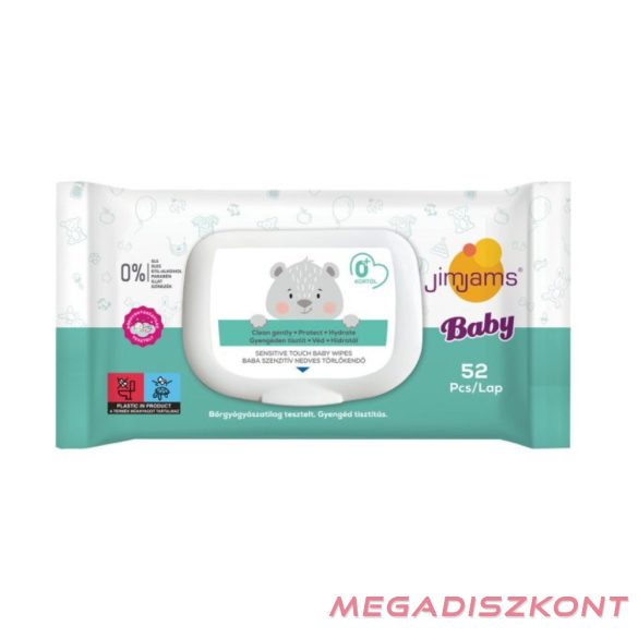 JimJams Baby nedves popsitörlőkendő - illatmentes 52db (24 db/#)
