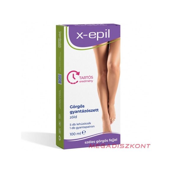 X-Epil Görgős gyantázószett zöld -  100ml gyantapatron +5db gyantalehúzó csík (18 db/#)