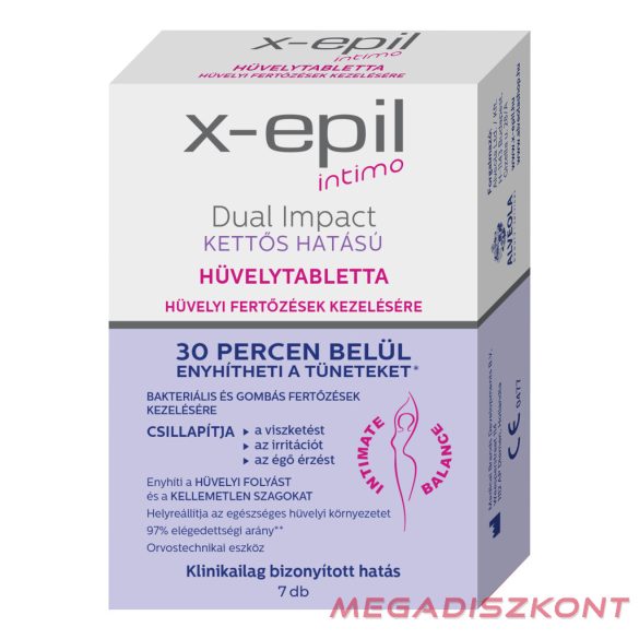 X-Epil Intimo Dual Effect kettős hatású hüvelytabletta 7db (24 db/#)
