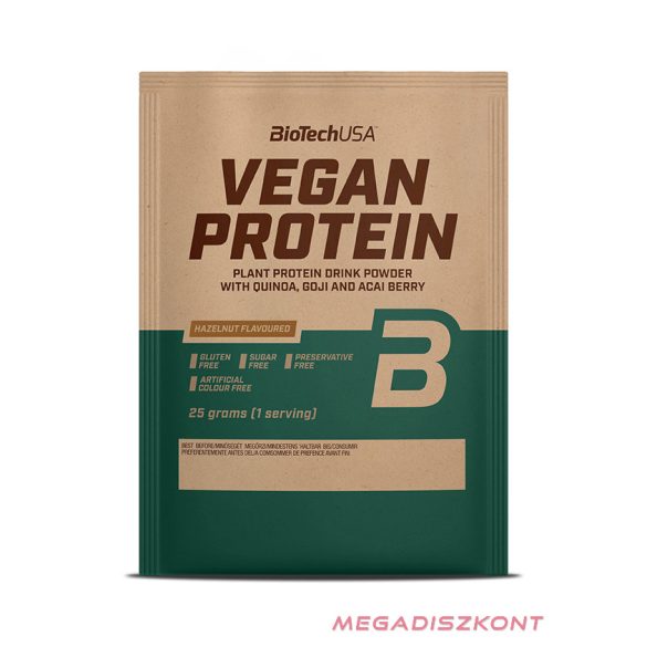 BioTech fehérjepor Vegan Protein 25g - mogyoró (50 db/#)