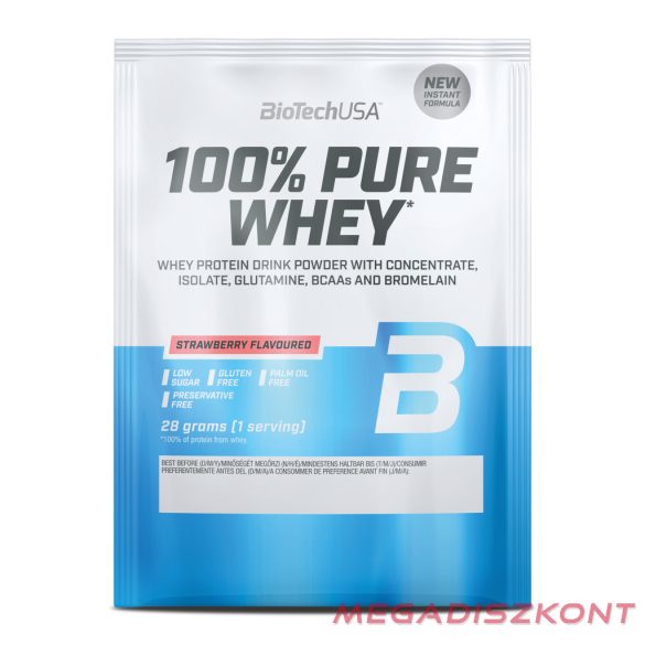 BioTech fehérjepor 100% Pure Whey 28g - eper (50 db/#)