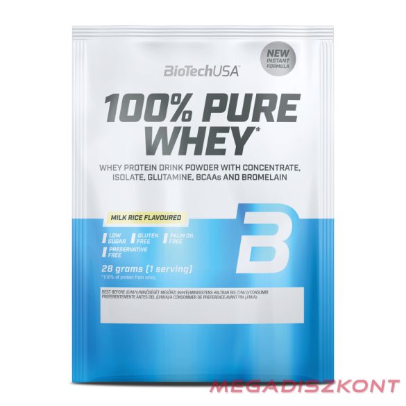 BioTech fehérjepor 100% Pure Whey 28g - tejberizs (50 db/#)