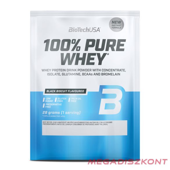 BioTech fehérjepor 100% Pure Whey 28g - black biscuit  (50 db/#)