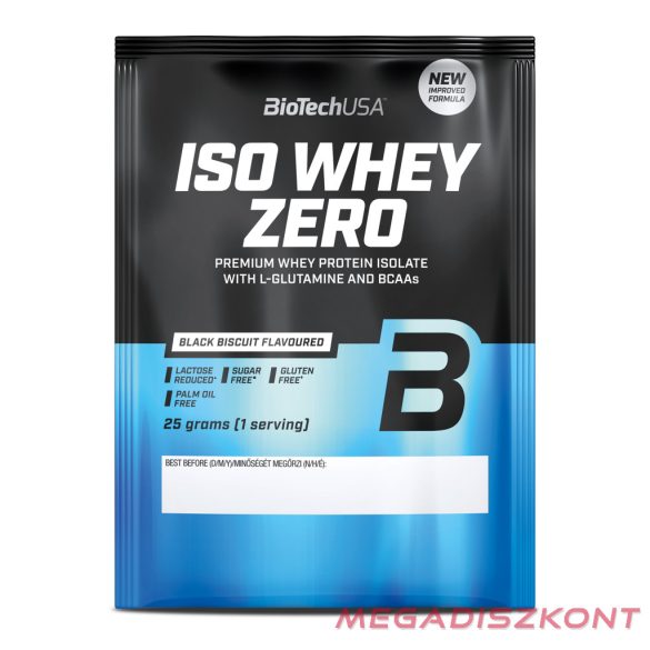 BioTech fehérjepor Iso Whey Zero 25g - black biscuit (50 db/#)