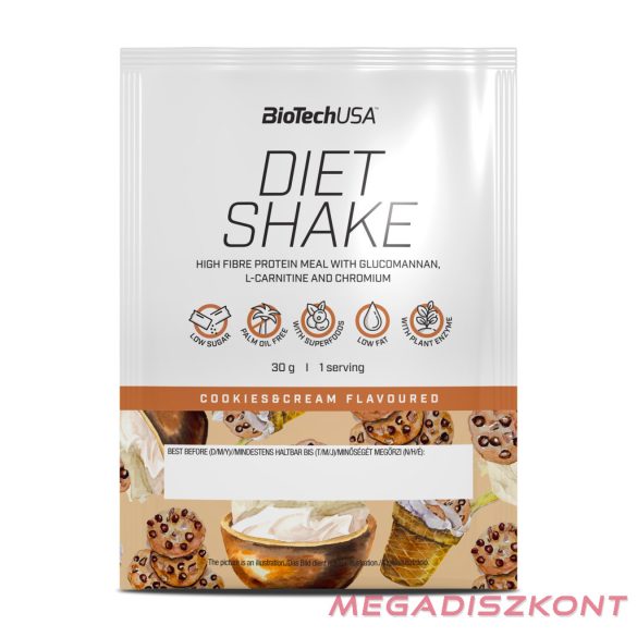 BioTech fehérjepor Diet Shake 30g - cookies & cream (50 db/#)