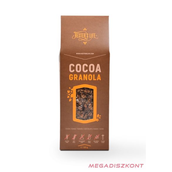 Hester's Life Cocoa granola 320g - kakaós (20db/#)
