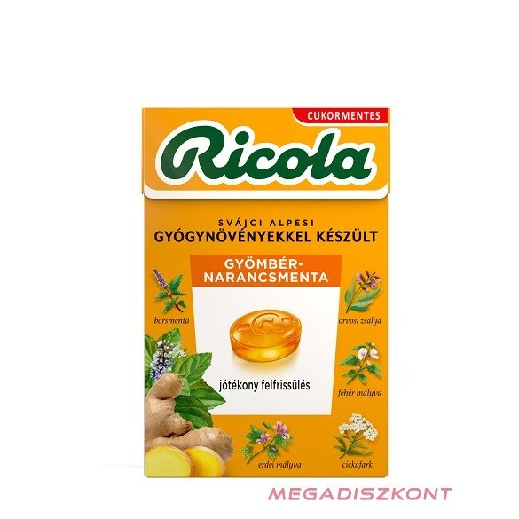 Ricola 40g - Gyömbér-Narancsmenta (10 db/#)