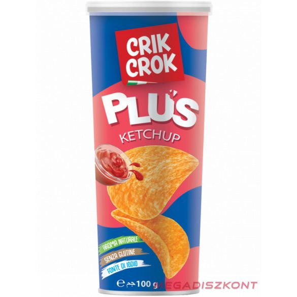 Crik Crok gluténmentes burgonya chips 100g - KETCHUP (15 db/#)