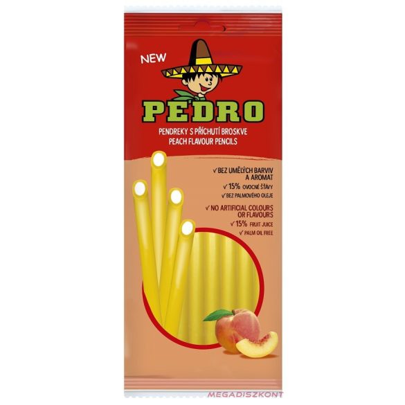 Pedro gumicukor 80g - Peach pencils (20 db/#)