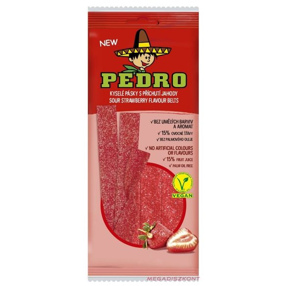 Pedro gumicukor 80g - Strawberry belts - Vegán (20 db/#)