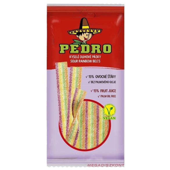 Pedro gumicukor 80g - Rainbow belts - Vegán (20 db/#)
