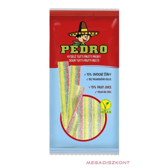 Pedro gumicukor 80g - Tutti Frutti belts - Vegán (20 db/#)