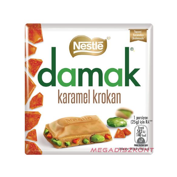 Nestlé Damak táblás csokoládé 60g - pisztáciás karamellás csokoládé (6 db/#)