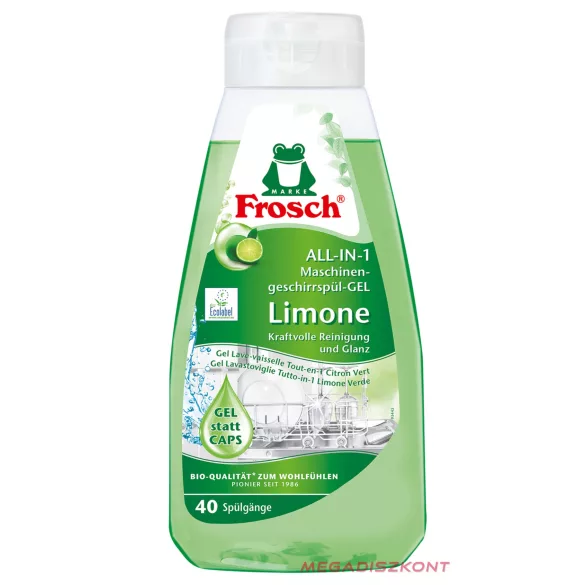 Frosch All-in-1 gépi mosogatógél 650ml - Zöldcitrom (8 db/#)
