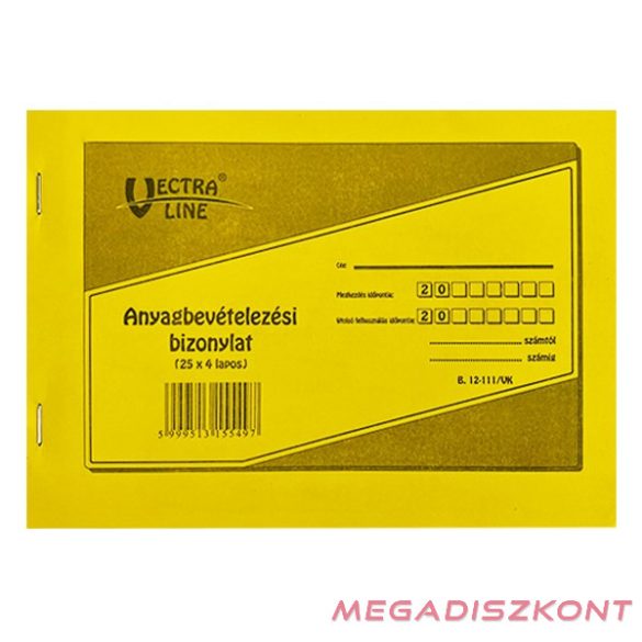 Nyomtatvány anyag bevételezési bizonylat VECTRALINE 25x4 8 tételes
