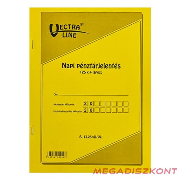 Nyomtatvány napi pénztárjelentés VECTRALINE A/4 álló 25x4 példányos