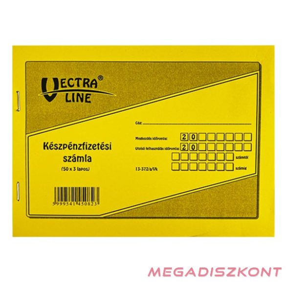 Nyomtatvány készpénzfizetési számlatömb VECTRALINE 50x3 fekvő 1 áfás