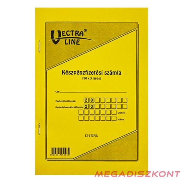 Nyomtatvány készpénzfizetési számlatömb VECTRALINE 50x3 álló 1 áfás