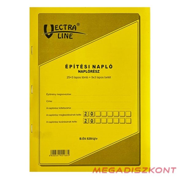 Nyomtatvány építési napló VECTRALINE A/4 25x3 álló pótlapokkal