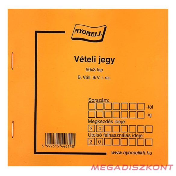 Nyomtatvány vételi jegy 50x3