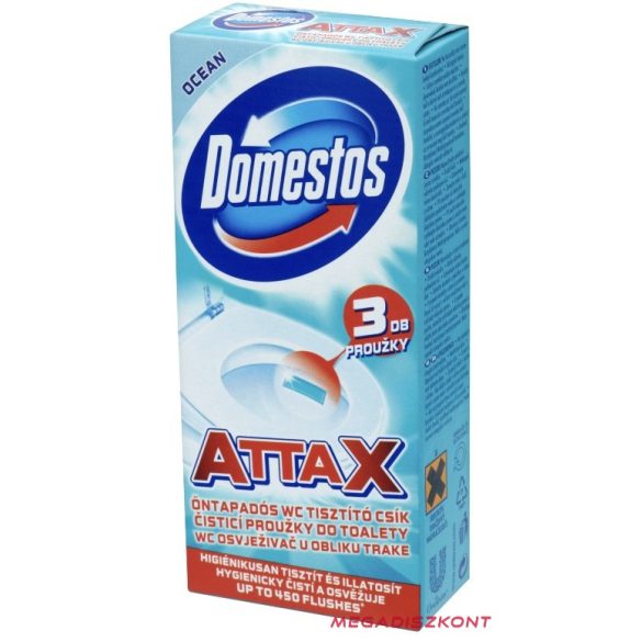 Domestos Attax öntapadó WC tisztító csík 3 db/cs - Ocean