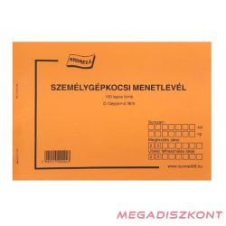 Nyomtatvány személygépkocsi menetlevél A/5