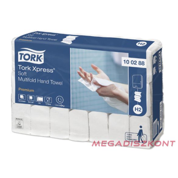 Tork 100288 Xpress® Soft Multifold kéztörlő, fehér, H2 rendszer, 2 réteg, 110 la