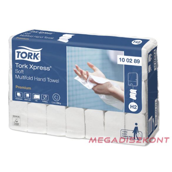 Tork 100289 Xpress® Soft Multifold kéztörlő, fehér, H2 rendszer, 2 réteg, 150 la