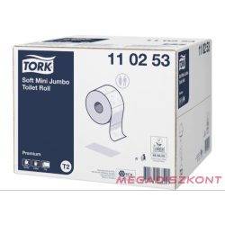   Tork 110253 Soft Mini Jumbo toalettpapír, fehér, T2 rendszer, 2 réteg, 170 m, 12