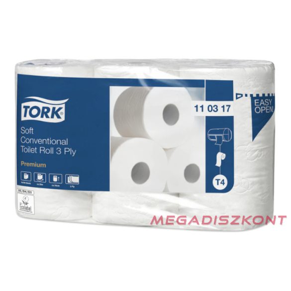 Tork 110317 Soft kistekercses toalettpapír, fehér, T4 rendszer, 3 réteg, 34,7 m,